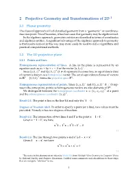 2 Projective Geometry and Transformations of 2D 1