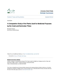 A Comparative Study of the Plants Used for Medicinal Purposes by the Creek and Seminoles Tribes