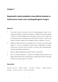 Asymmetric Plant-Mediated Cross-Effects Between a Herbivorous Insect and a Phytopathogenic Fungus