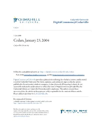 Cedars, January 23, 2004 Cedarville University