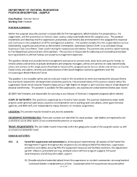 Department of Natural Resources Postion Description - Sample