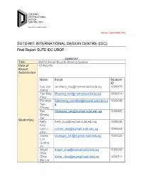 Final Report: SUTD IDC UROP