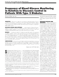 Frequency of Blood Glucose Monitoring in Relation to Glycemic Control in Patients with Type 2 Diabetes