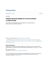 Genesis and Development of Stylistic Devices Classifications