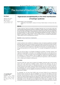 Hypertensive Encephalopathy As the Initial Manifestation of Cushing's