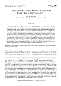 Localisation and William Macewen's Early Brain Surgery Part I