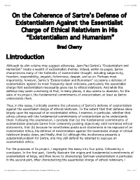 On the Coherence of Sartre's Defense of Existentialism Against The