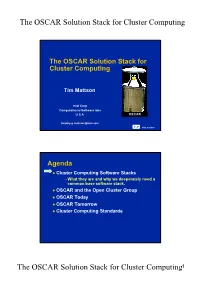 The OSCAR Solution Stack for Cluster Computing the OSCAR Solution