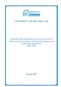 UR Concept Note for Research Capacity Development and Institutional Advancement 2018 - 2023
