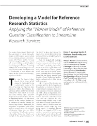 “Warner Model” of Reference Question Classification to Streamline Research Services