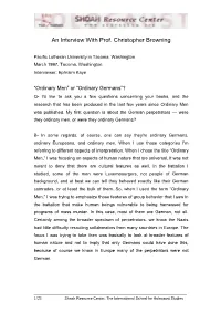 An Interview with Prof. Christopher Browning