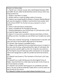 Answers to History Quiz 1