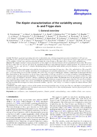The Kepler Characterization of the Variability Among A- and F-Type Stars I