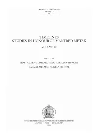 Timelines Studies in Honour of Manfred Bietak