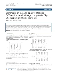 Comments on `Area and Power Efficient DCT Architecture for Image