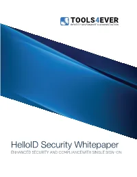 Helloid Security Whitepaper ENHANCED SECURITY and COMPLIANCEWITH SINGLE SIGN-ON HELLOID SECURITY