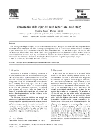 Intracranial Stab Injuries: Case Report and Case Study