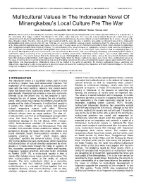 Multicultural Values in the Indonesian Novel of Minangkabau's Local
