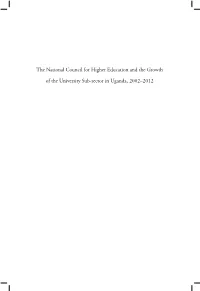 The National Council for Higher Education and the Growth of the University Sub-Sector in Uganda, 2002–2012