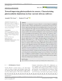 Toward Improving Photosynthesis in Cassava: Characterizing Photosynthetic Limitations in Four Current African Cultivars