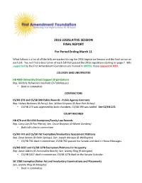 2016 Legislative Session Final Report