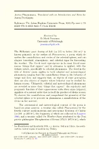 Aratus: Phaenomena, Translated with an Introduction and Notes by Aaron Poochigian