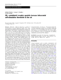 CB1 Cannabinoid Receptor Agonists Increase Intracranial Self-Stimulation Thresholds in the Rat