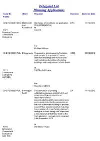 Delegated List Planning Applications Code No Ward Proposal Decision Decision Date Fileno