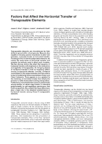 Factors That Affect the Horizontal Transfer of Transposable Elements