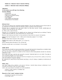 Module 13 : Relevant Costs in Decision Making Lecture 1