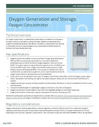 Oxygen Generation and Storage: Oxygen Concentrator