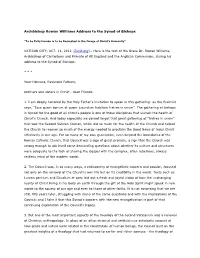 Archbishop Rowan Williams Address to the Synod of Bishops