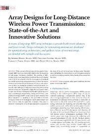 Array Designs for Long-Distance Wireless Power Transmission: State