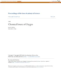 Chemical Source of Oxygen John F