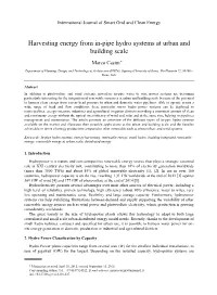 Harvesting Energy from In-Pipe Hydro Systems at Urban and Building Scale
