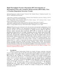 (HB-Pahs): Part 1. Pressure Dependent Structure Trends