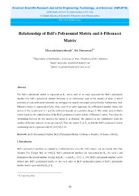 Relationship of Bell's Polynomial Matrix and K-Fibonacci Matrix