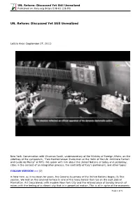 UN. Reform: Discussed Yet Still Unrealized Published on Iitaly.Org (