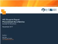 Hfs Blueprint: Report Procurement As-A-Service | Accenture