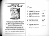 History of Political Thought Seeks to Provide a Forum for the Interpretation and Discussion of Political Thought in Its Historical Context