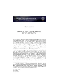 Leibniz, Weigel and the Birth of Binary Arithmetic*