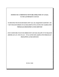 Petition by Competitive Network Operators of Canada to the Governor in Council