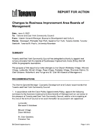 Changes to Business Improvement Area Boards of Management
