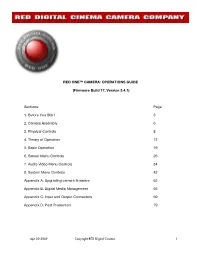 RED ONE™ CAMERA: OPERATIONS GUIDE (Firmware Build 17, Version