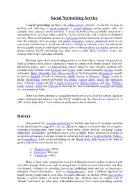 Social Networking Service History