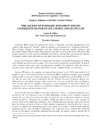 The Ascent of Summary Judgment and Its Consequences for State Courts and State Law