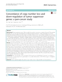 Concordance of Copy Number Loss and Down-Regulation of Tumor Suppressor Genes: a Pan-Cancer Study Min Zhao1 and Zhongming Zhao2,3,4,5*