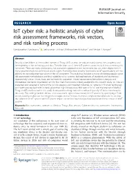 Iot Cyber Risk: a Holistic Analysis of Cyber Risk Assessment Frameworks