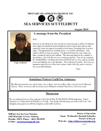 SEA SERVICES SCUTTLEBUTT August 2014 a Message from the President