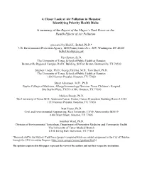 A Closer Look at Air Pollution in Houston: Identifying Priority Health Risks